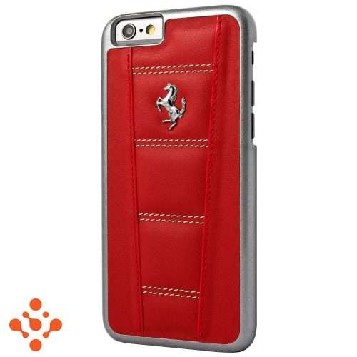 Red Leather Hard Case Silver Horse
